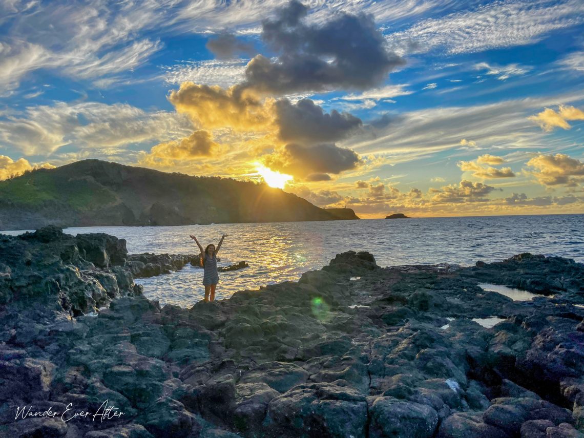 Sunset at Mokolea Pools, Lava Tide Pool Kauai